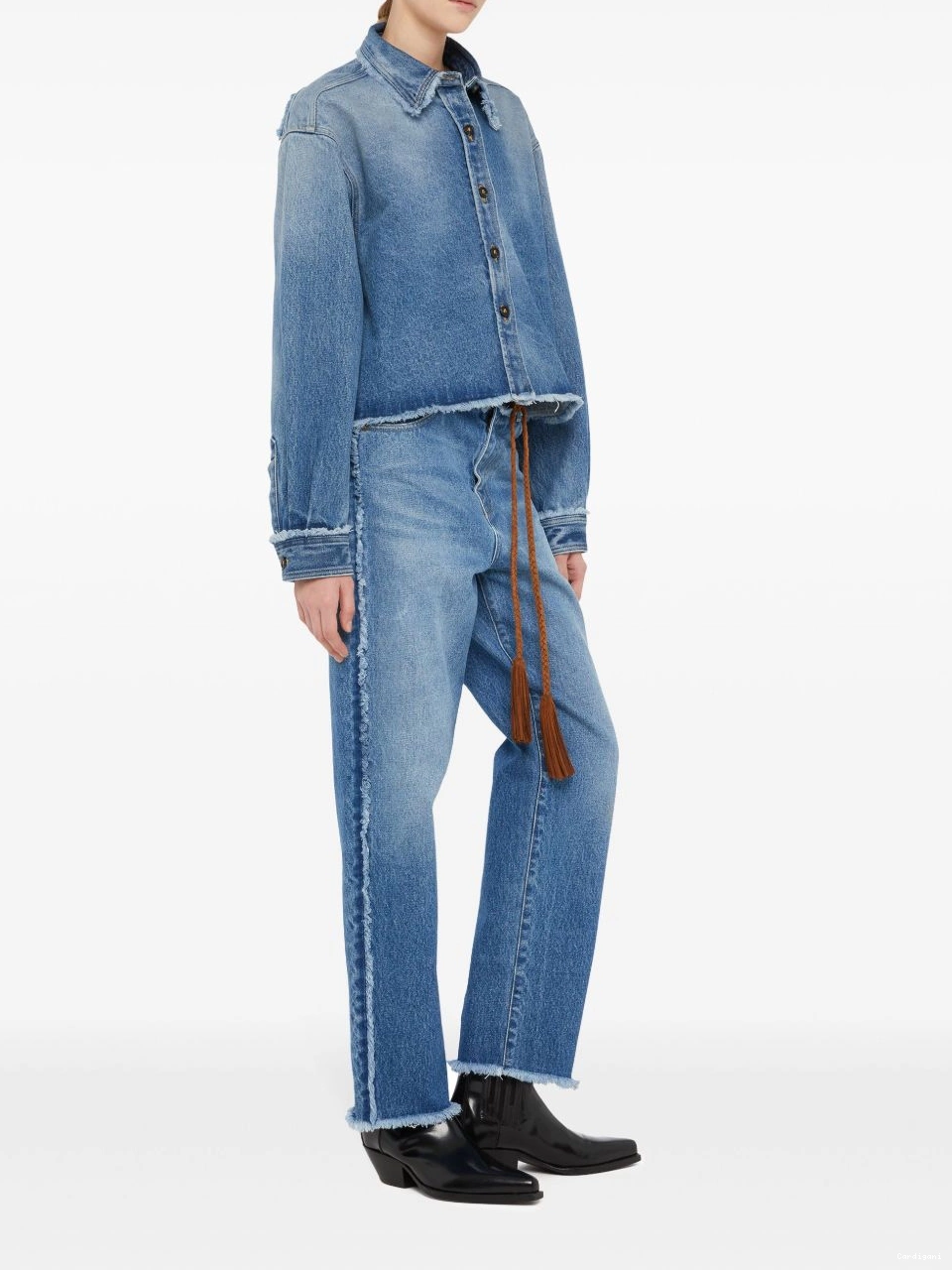 Affordable Women jacket cropped frayed Alanui denim 0816